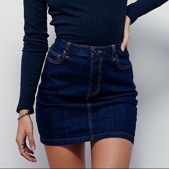 dark denim mini skirt